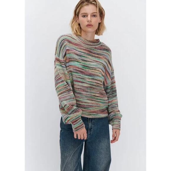 Ghanda Women's Northern Lights Melange Norway Knit High neck Sweater Size Medium - Picture 1 of 6